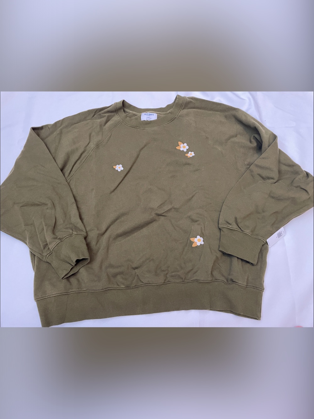 Olive Green Floral Appliqué Sweatshirt by Old Navy 3X